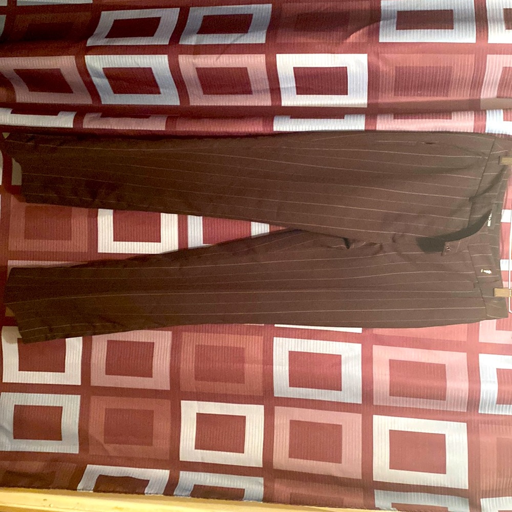 Focus 2000 Dress Pants. Brown w/ white pin stripe. Size : 4